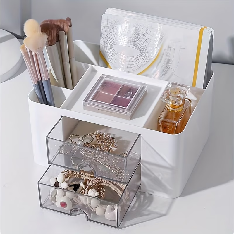 One desktop drawer storage box, two drawer multi-compartment storage racks