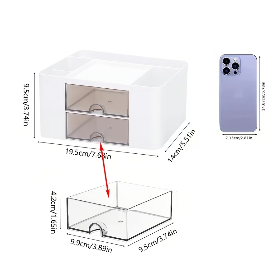 1 storage box with expandable drawers - multi-tier desktop storage box