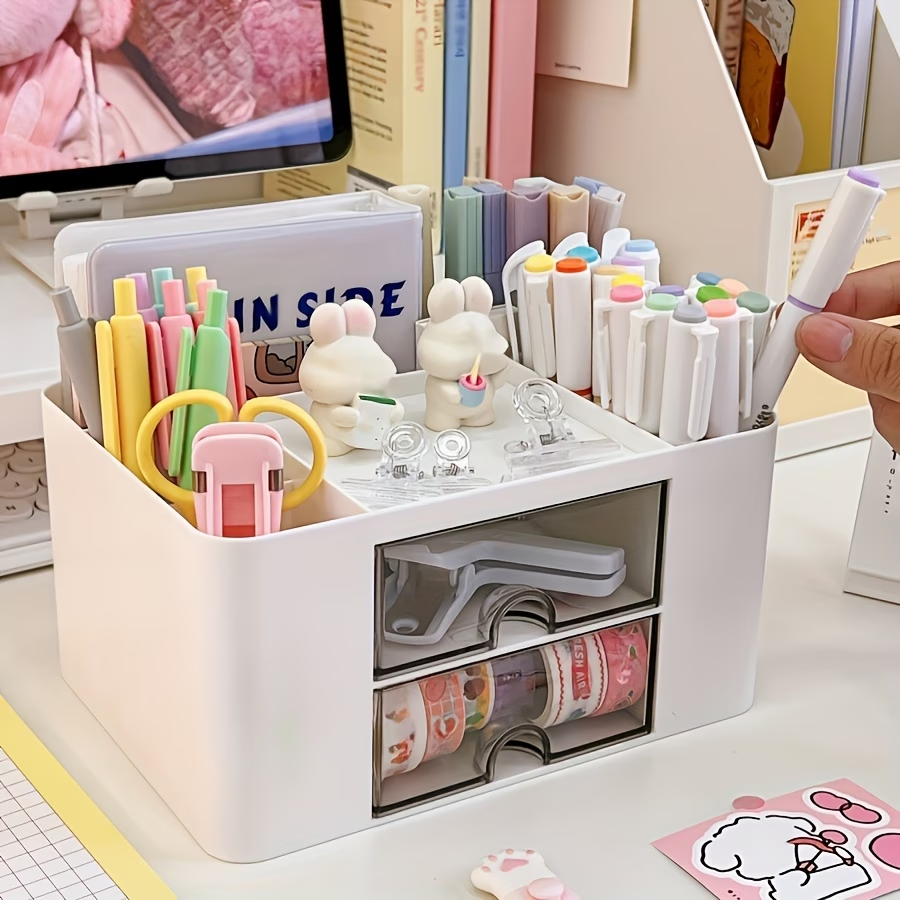 One desktop drawer storage box, two drawer multi-compartment storage racks